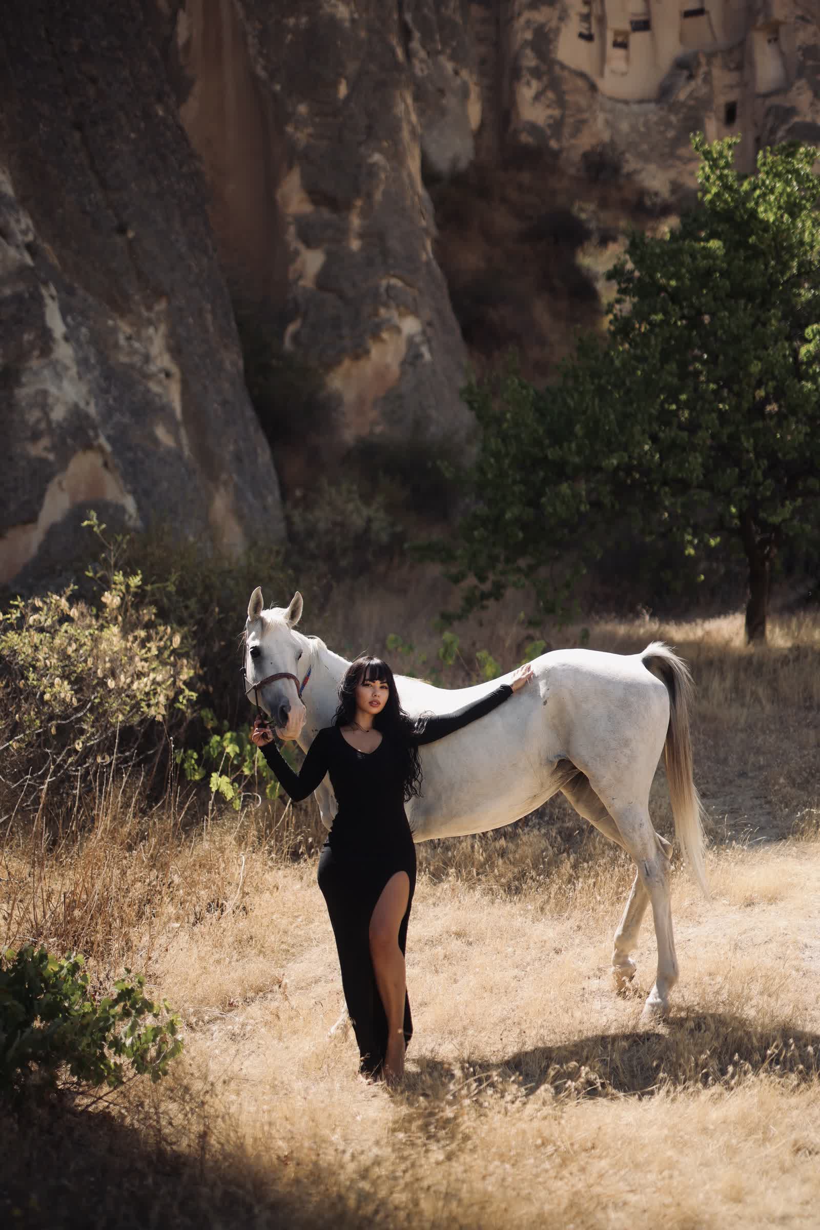A white horse in the Cappadocia valleys